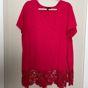 Pretty red tunic top with intricate lace detail
